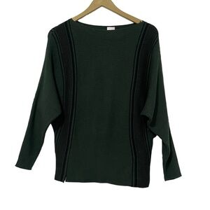 Northern Angel Green Black Striped Ribbed Knit Sweater Size Medium